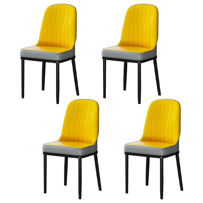 Metal Scandinavian Style Dining Chair Cushioned Parsons Armless Chair for Dining Room