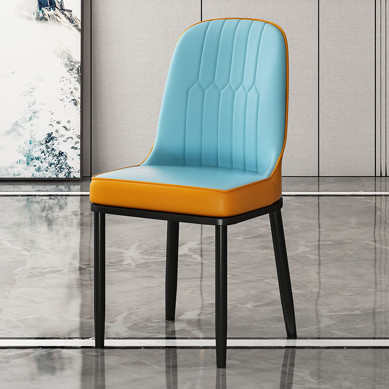 Chaise de salle à manger en métal de Style scandinave, chaise rembourrée sans accoudoirs Parsons pour salle à manger