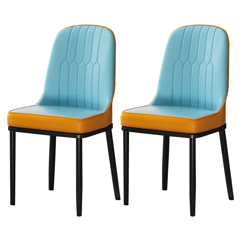 Metal Scandinavian Style Dining Chair Cushioned Parsons Armless Chair for Dining Room