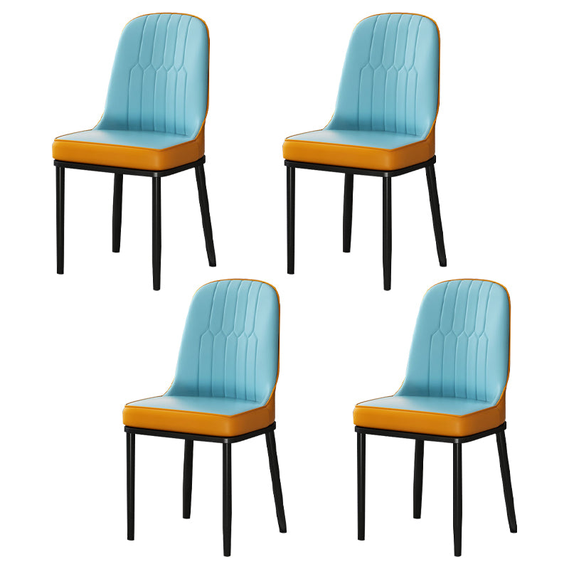 Metal Scandinavian Style Dining Chair Cushioned Parsons Armless Chair for Dining Room