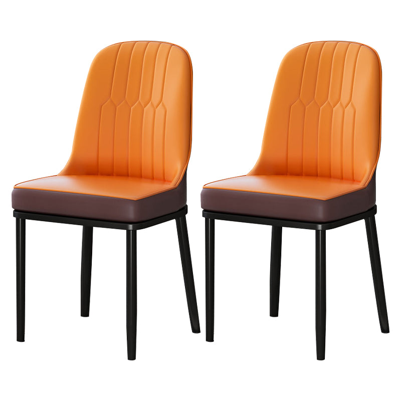 Metal Scandinavian Style Dining Chair Cushioned Parsons Armless Chair for Dining Room