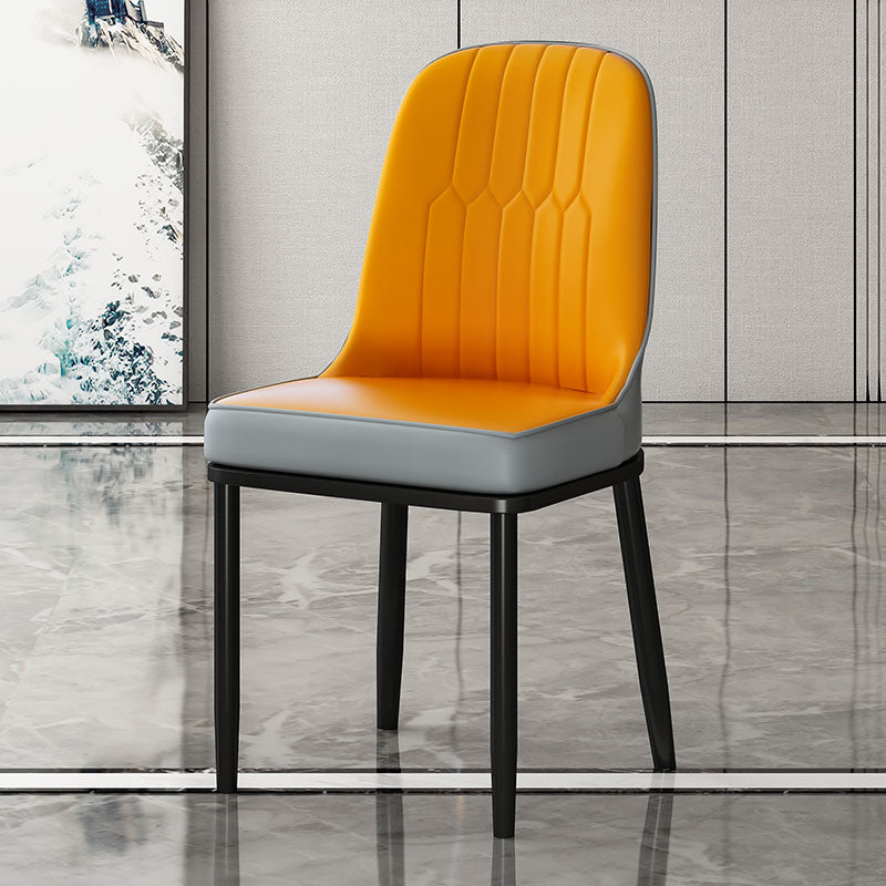 Metal Scandinavian Style Dining Chair Cushioned Parsons Armless Chair for Dining Room