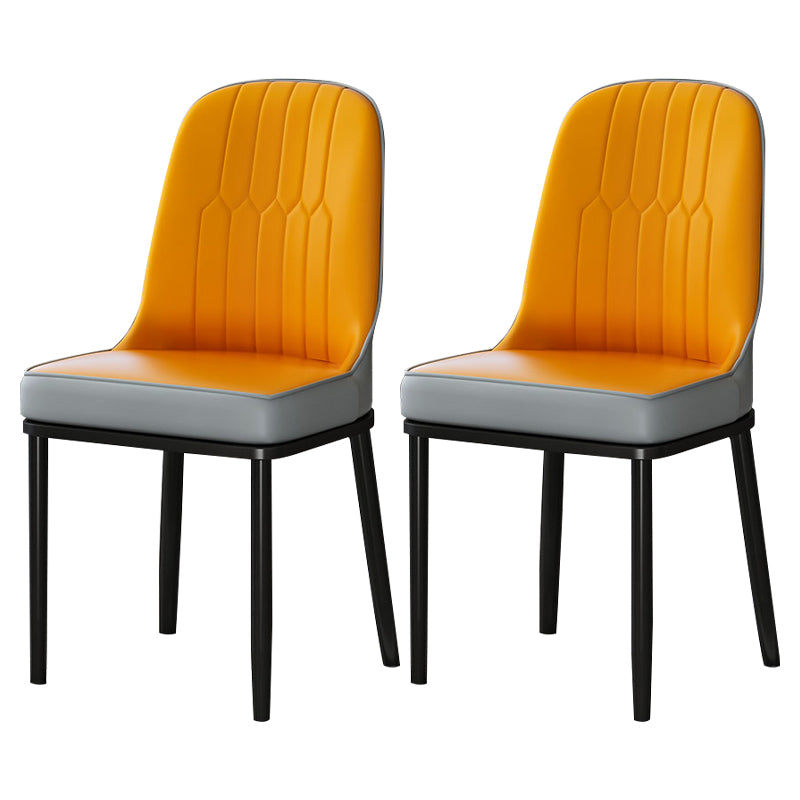 Metal Scandinavian Style Dining Chair Cushioned Parsons Armless Chair for Dining Room