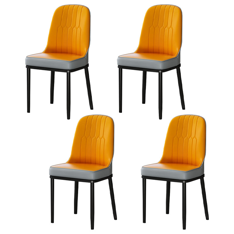 Metal Scandinavian Style Dining Chair Cushioned Parsons Armless Chair for Dining Room