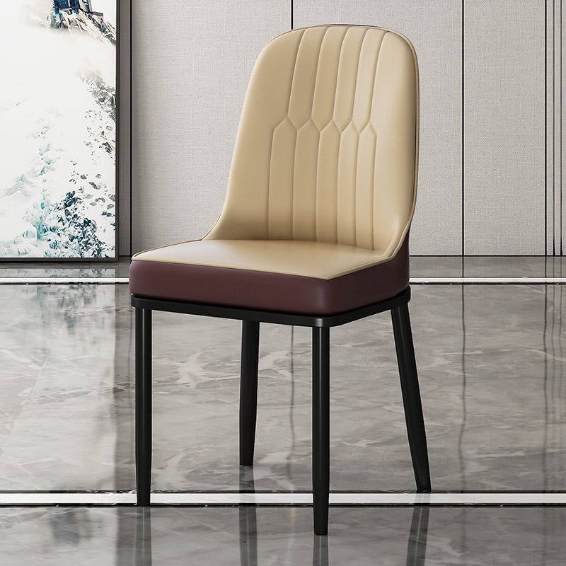 Metal Scandinavian Style Dining Chair Cushioned Parsons Armless Chair for Dining Room