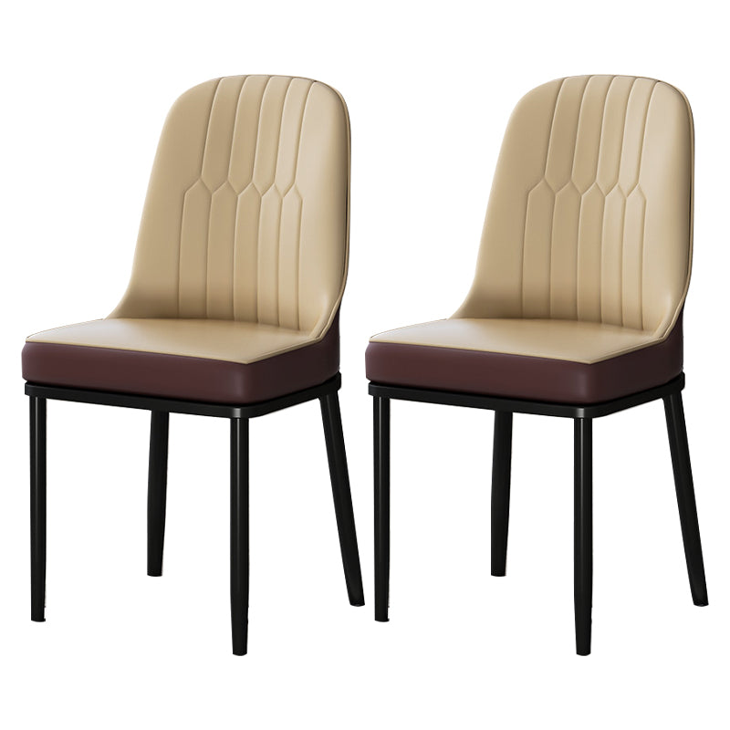 Metal Scandinavian Style Dining Chair Cushioned Parsons Armless Chair for Dining Room