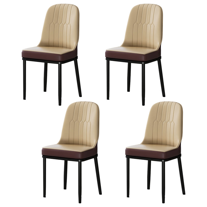 Metal Scandinavian Style Dining Chair Cushioned Parsons Armless Chair for Dining Room