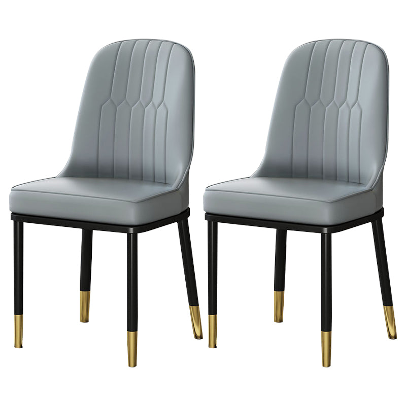 Metal Scandinavian Style Dining Chair Cushioned Parsons Armless Chair for Dining Room