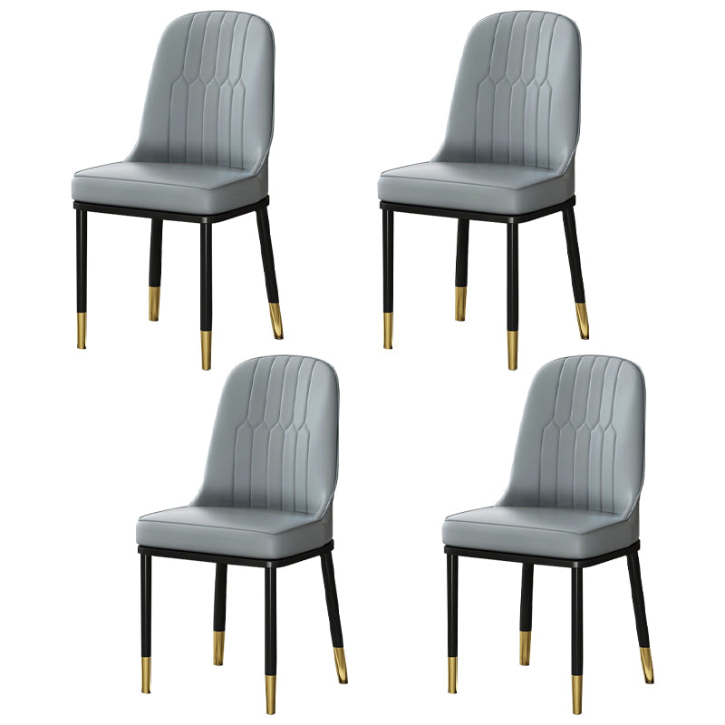 Metal Scandinavian Style Dining Chair Cushioned Parsons Armless Chair for Dining Room