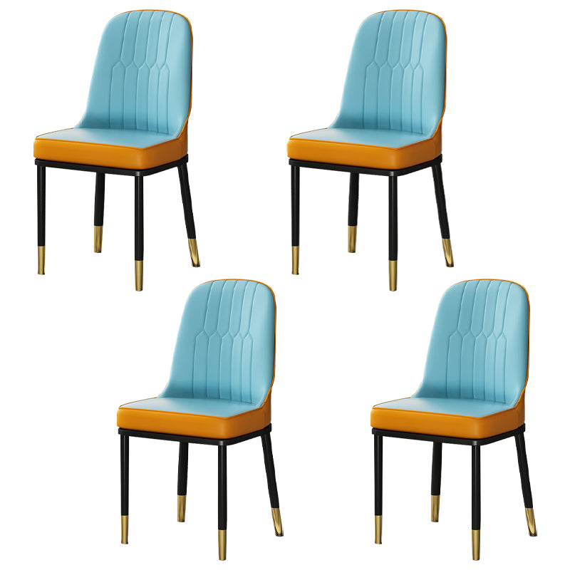Metal Scandinavian Style Dining Chair Cushioned Parsons Armless Chair for Dining Room