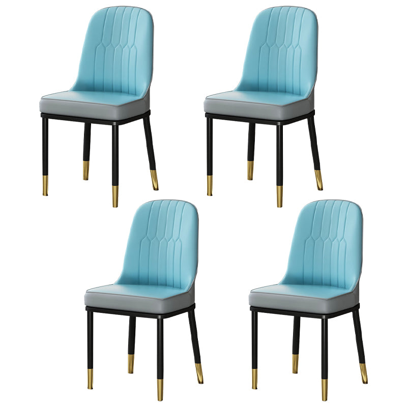 Metal Scandinavian Style Dining Chair Cushioned Parsons Armless Chair for Dining Room
