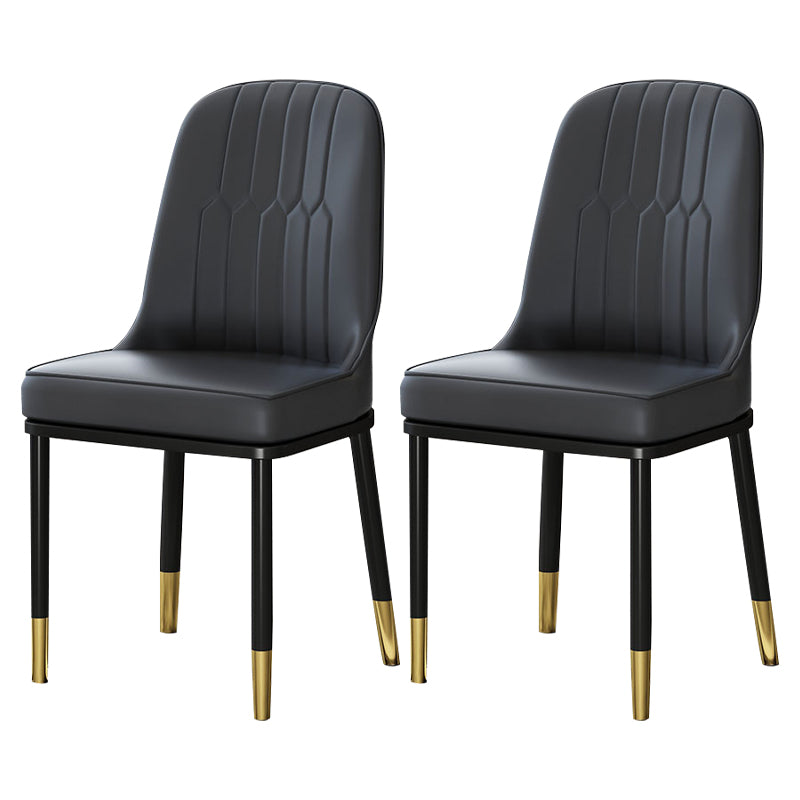 Metal Scandinavian Style Dining Chair Cushioned Parsons Armless Chair for Dining Room