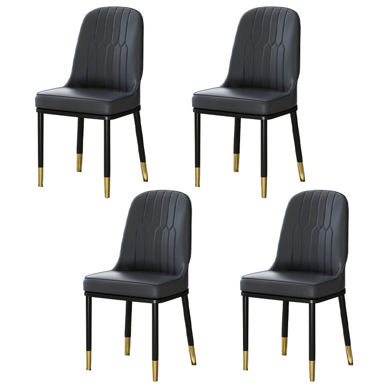 Metal Scandinavian Style Dining Chair Cushioned Parsons Armless Chair for Dining Room