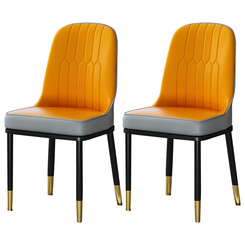 Metal Scandinavian Style Dining Chair Cushioned Parsons Armless Chair for Dining Room