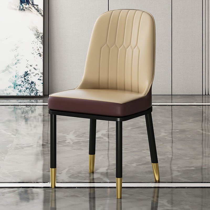 Metal Scandinavian Style Dining Chair Cushioned Parsons Armless Chair for Dining Room