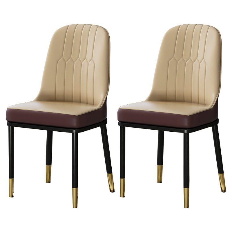 Metal Scandinavian Style Dining Chair Cushioned Parsons Armless Chair for Dining Room