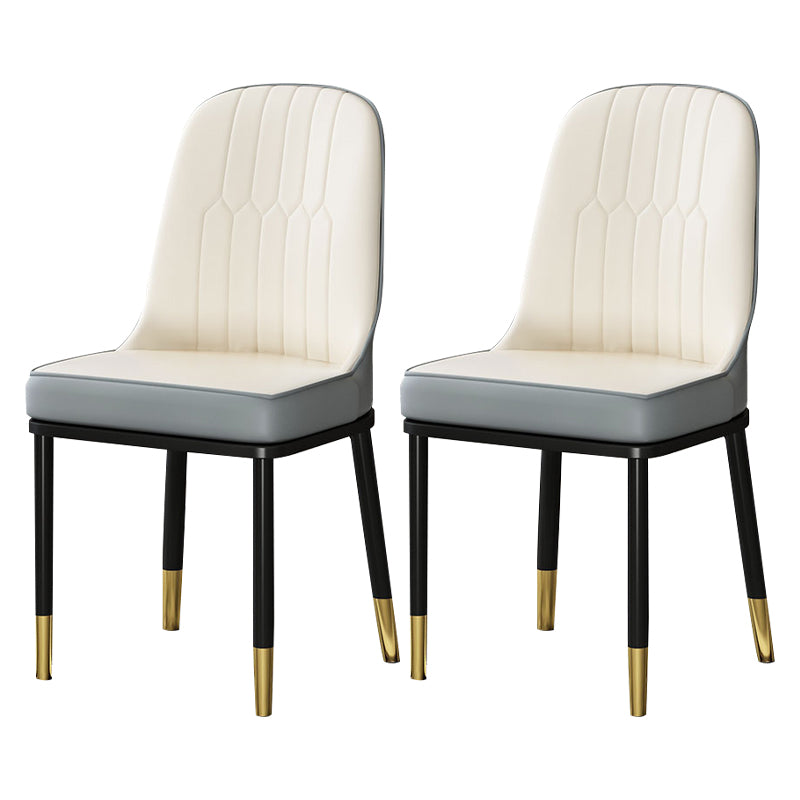 Metal Scandinavian Style Dining Chair Cushioned Parsons Armless Chair for Dining Room