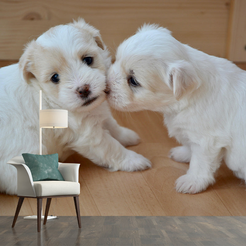 Horizontal Photography Puppy Mural Stain Resistant Wall Art for Living Room