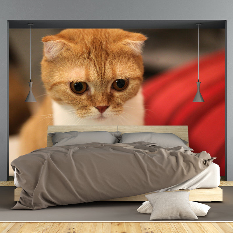Contemporary Folds Cat Mural Environment Friendly Wall Art for Living Room