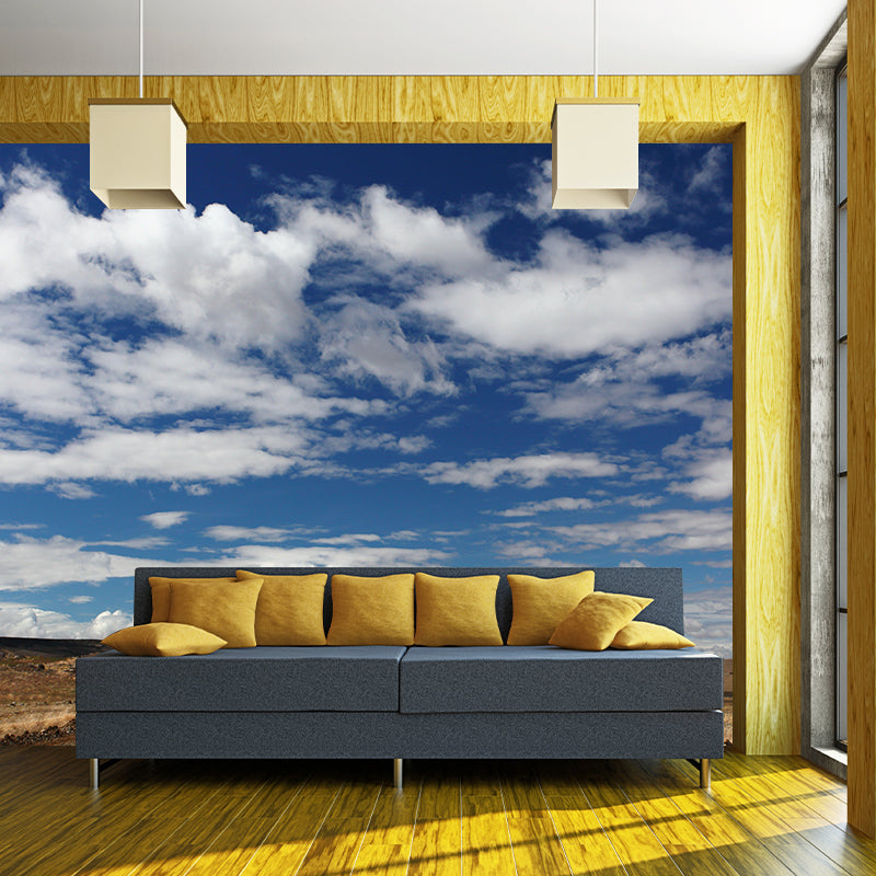 Horizontal Photography Sky Mural Soft Color Stain Resistant Wall Art for Home