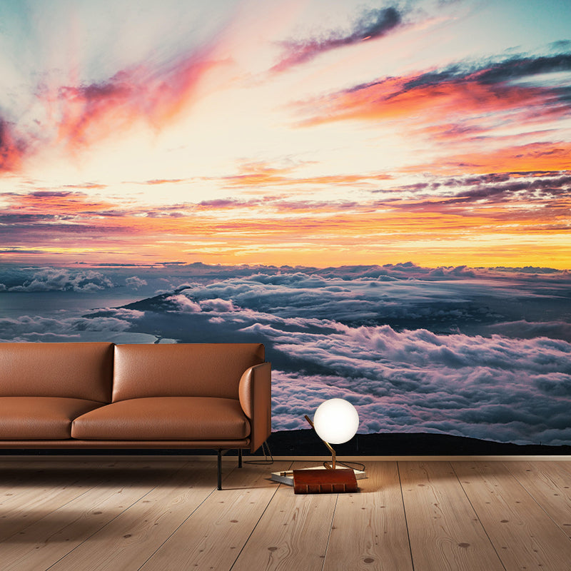 Horizontal Photography Sky Mural Soft Color Stain Resistant Wall Art for Home