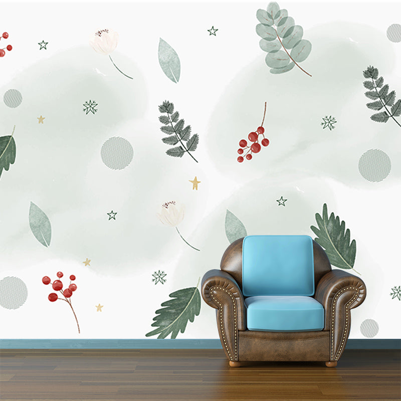 Beautiful Christmas Tree Mural Contemporary Illustration for Bedroom Decoration