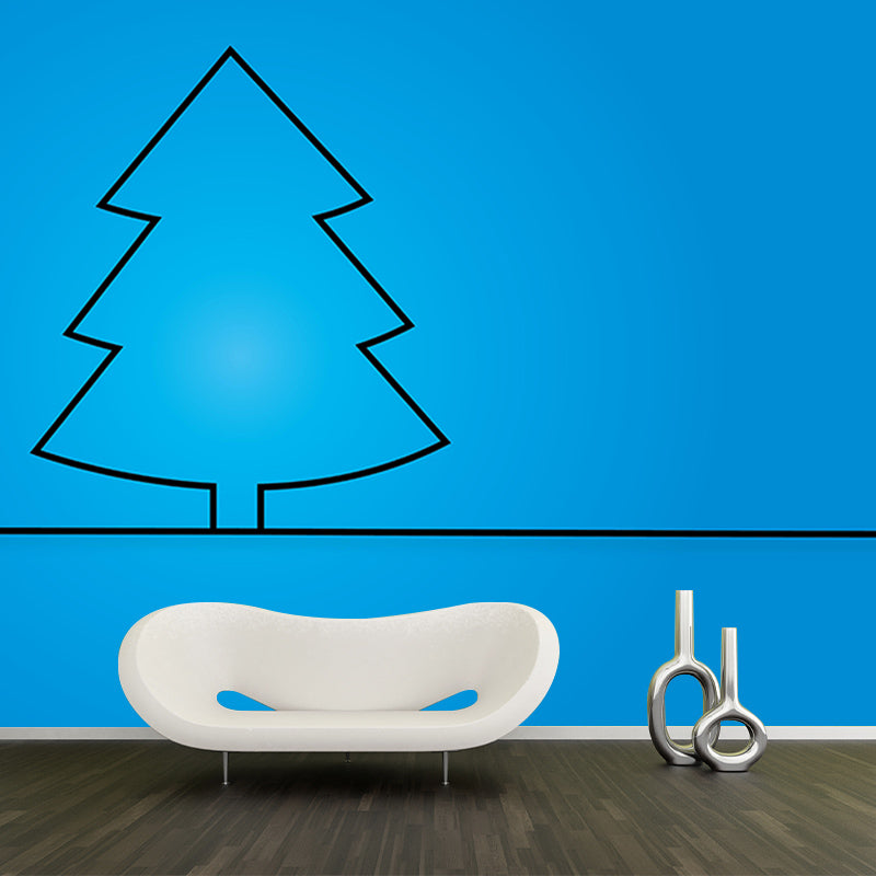 Christmas Tree Mural Contemporary Illustration for Children Room Decoration