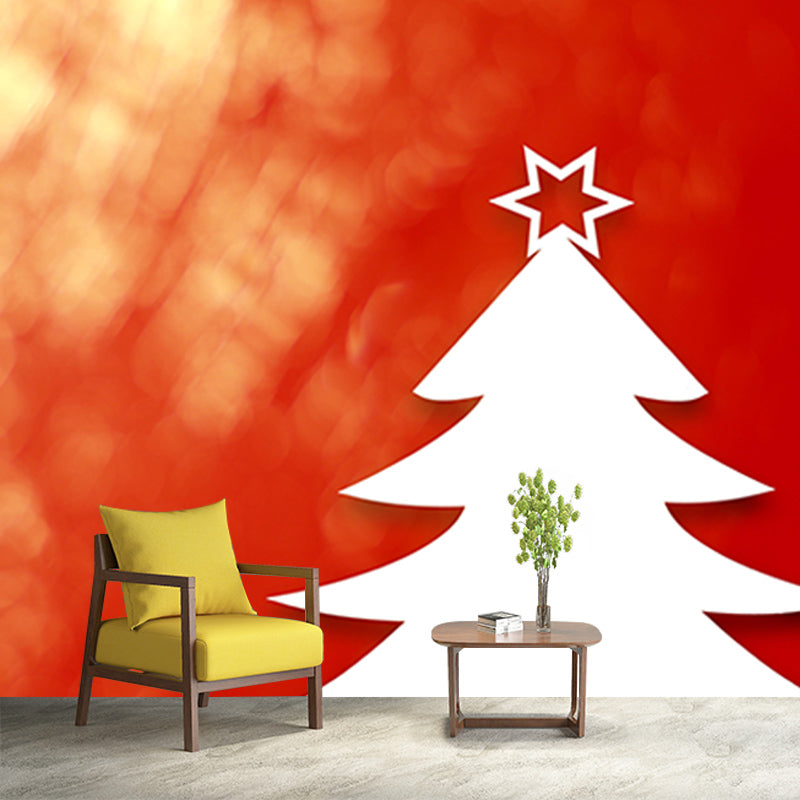 Customized Christmas Tree Wall Mural Horizontal Illustration for Sleeping Room