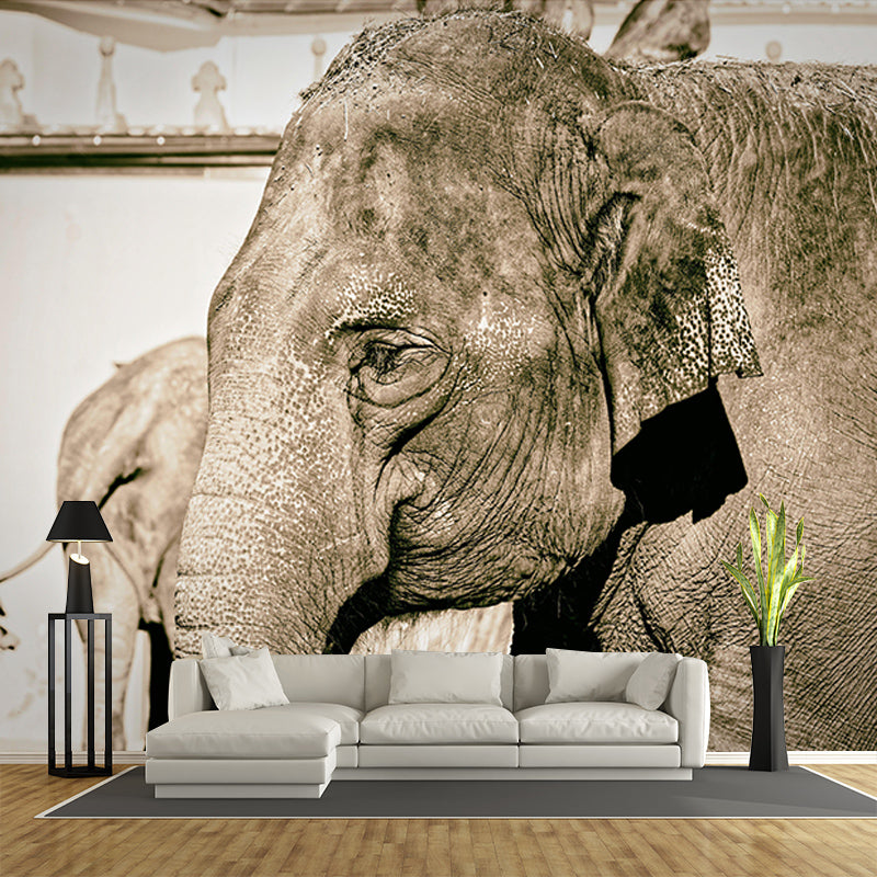 Customized Elephant Wall Mural Horizontal Photography for Sleeping Room Decoration