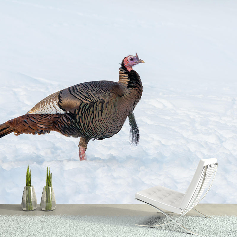 Customized Wild Turkey Wall Mural Horizontal Photography for Sleeping Room