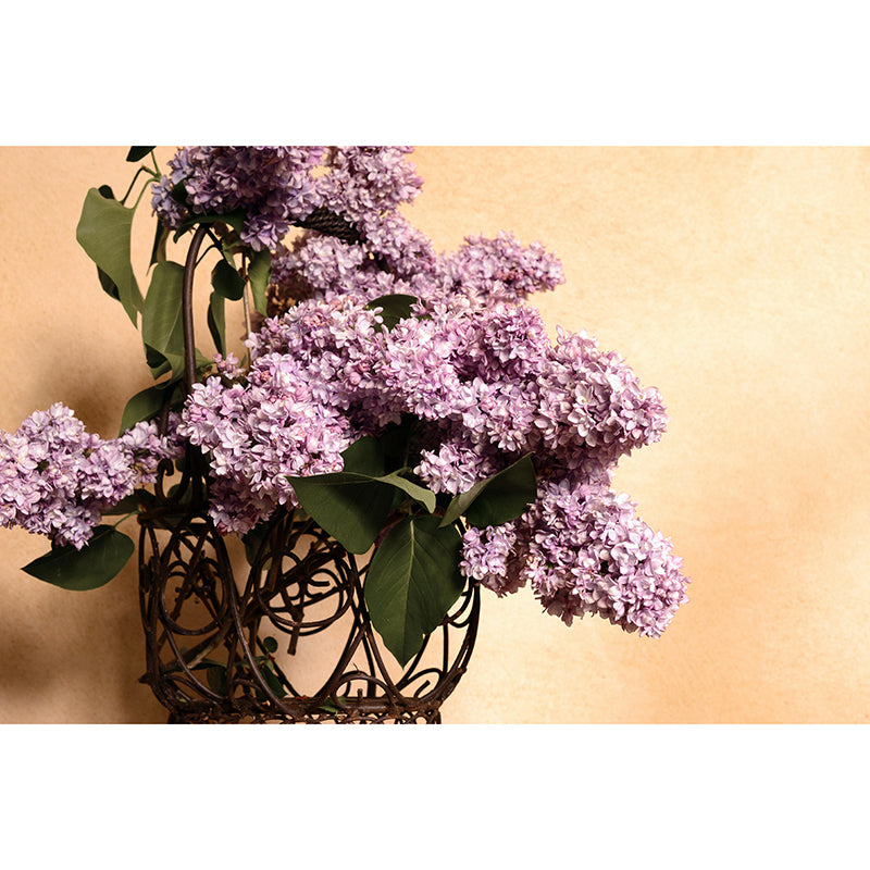 Customized Lilac Bouquet Wall Mural Horizontal Photography for Sleeping Room