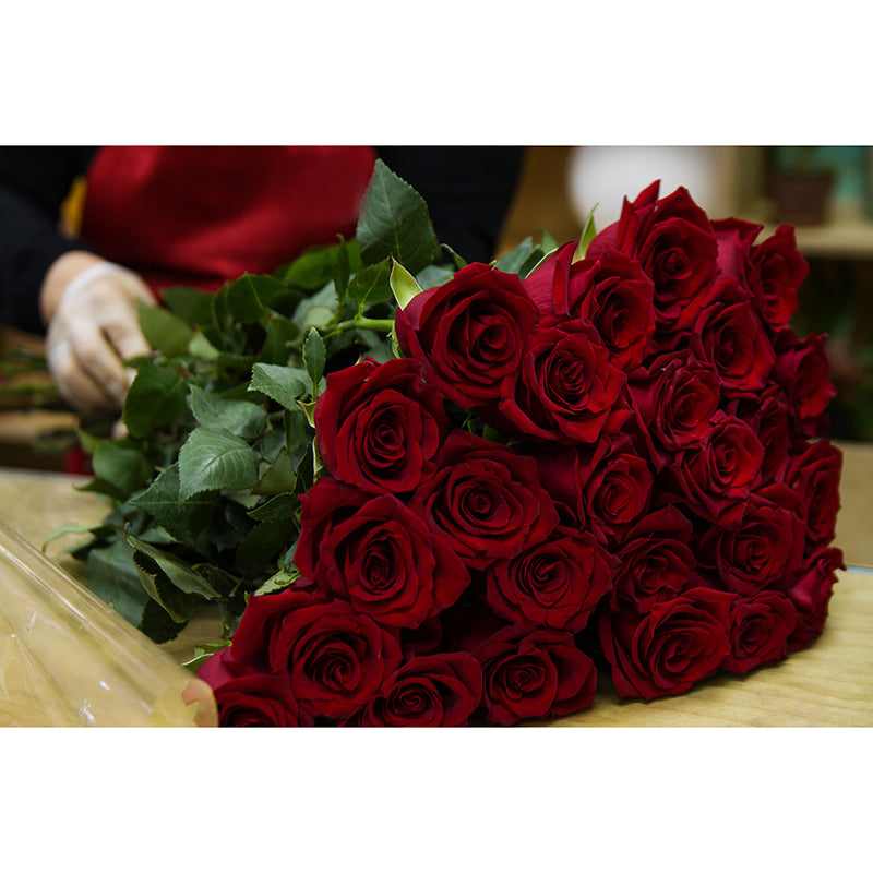 Customized Rose Bouquet Wall Mural Horizontal Photography for Sleeping Room Decoration