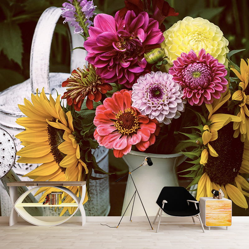 Bright Color Bouquet Mural Contemporary Photography for Living Room Decoration