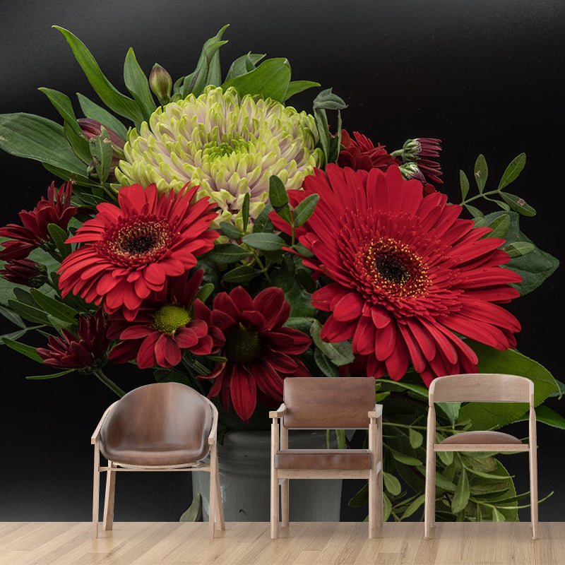 Customized Bouquet Wall Mural Horizontal Photography for Sleeping Room Decoration