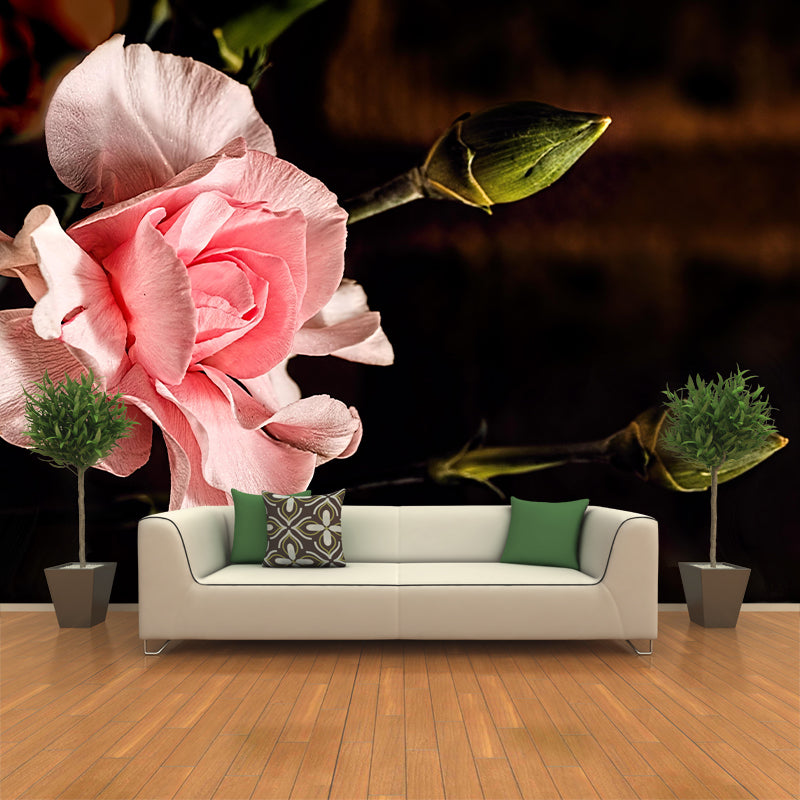 Carnation Blooming Mural Contemporary Photography for Living Room Decoration