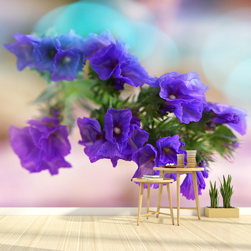 Customized Carnation Flower Wall Mural Horizontal Photography for Sleeping Room