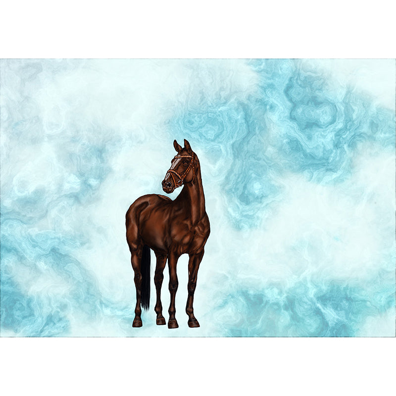 Illustration Style Horse Removable Wall Mural for Living Room Bedroom, Waterproofing