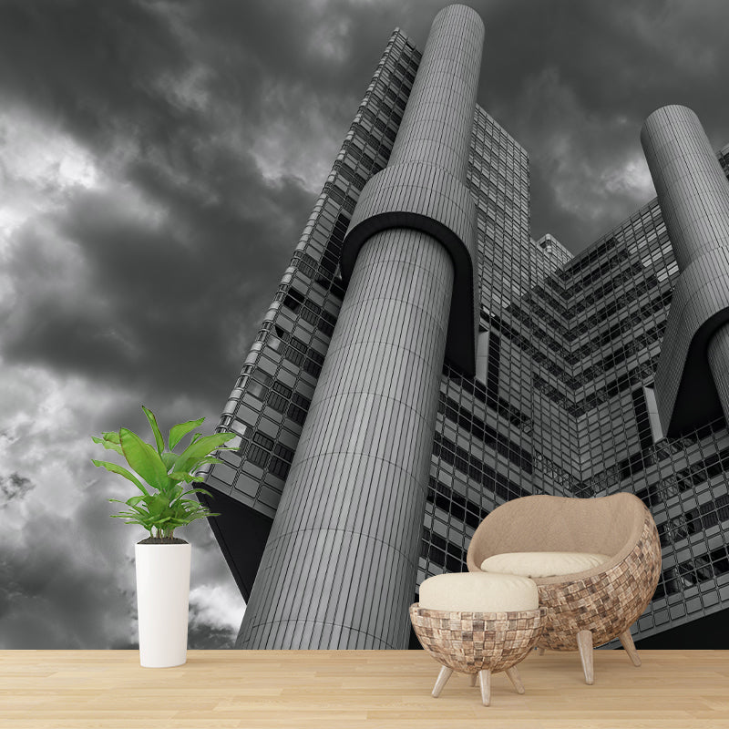 Contemporary Style City Building Mural for Meeting Room, Mildew Resistant