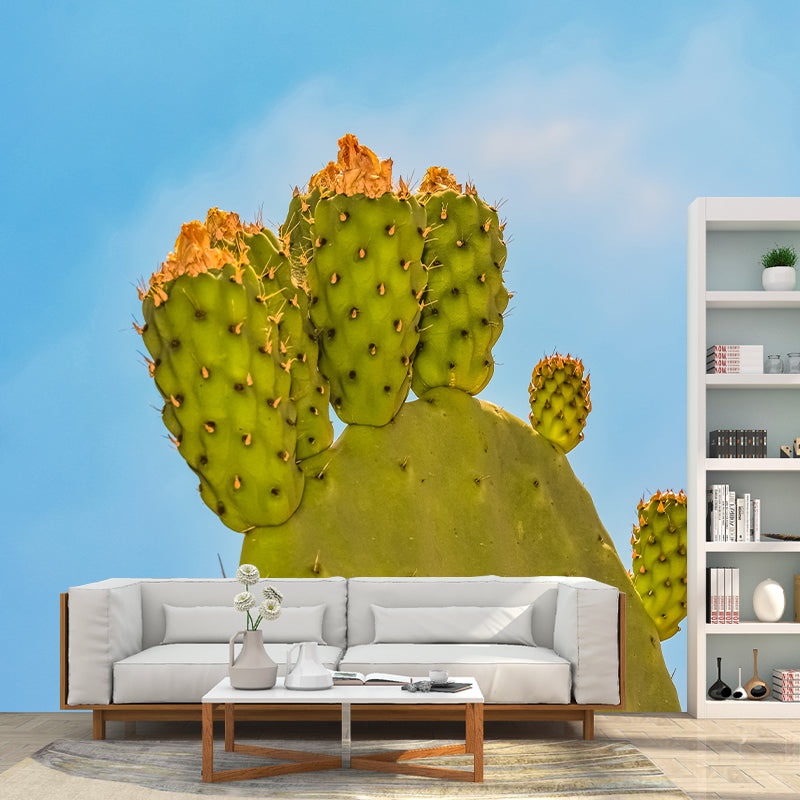 Minimalism Style Prickly Cactus Wall Mural for Reading Room, Mildew Resistant