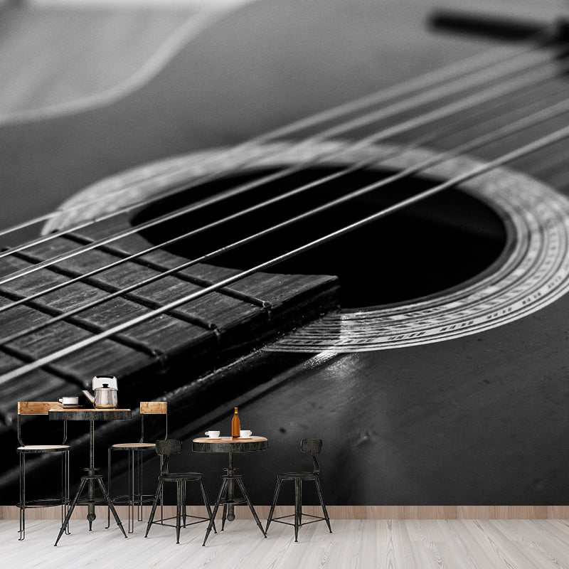 Minimalism Style Guitar Musical Instrument Wall Mural for Playroom, Water Resistant