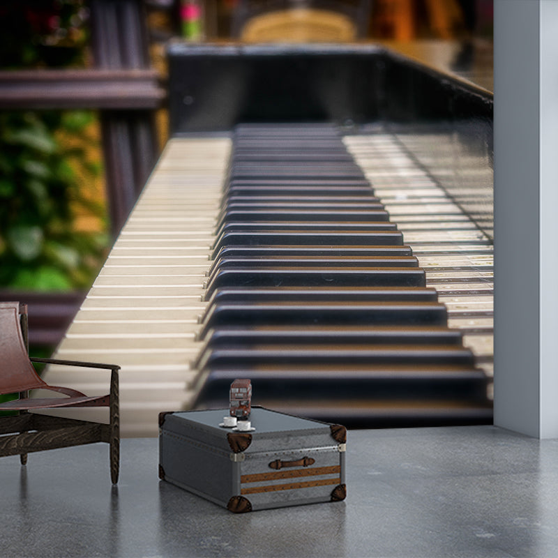 Piano Instrument Wall Mural for Playroom Mildew Resistant Wall Decor, Customized Size Available