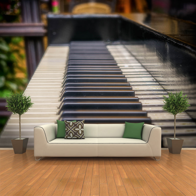 Piano Instrument Wall Mural for Playroom Mildew Resistant Wall Decor, Customized Size Available