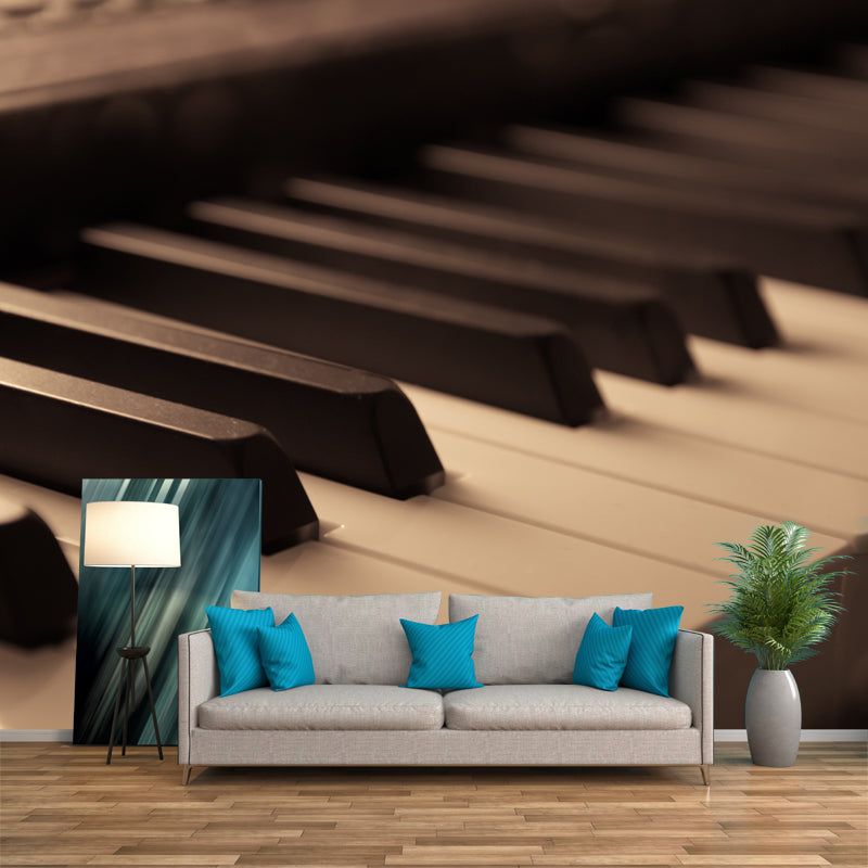 Piano Instrument Wall Mural for Playroom Mildew Resistant Wall Decor, Customized Size Available