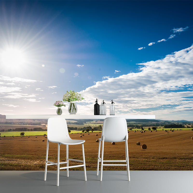 Moisture Resistant Straw Bales Mural Wall Covering for Bedroom Decoration