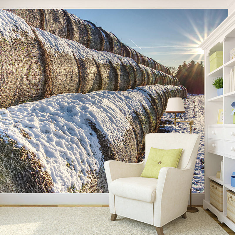 Moisture Resistant Straw Bales Mural Wall Covering for Bedroom Decoration