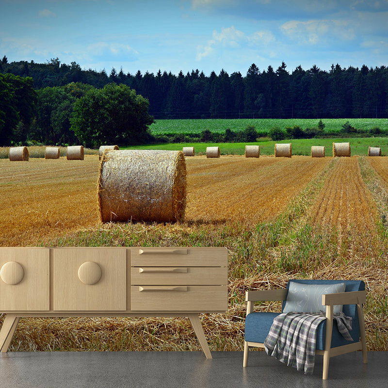 Moisture Resistant Straw Bales Mural Wall Covering for Bedroom Decoration