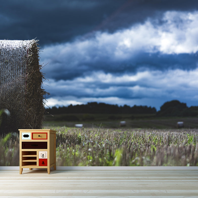 Moisture Resistant Straw Bales Mural Wall Covering for Sitting Room Wall Decor