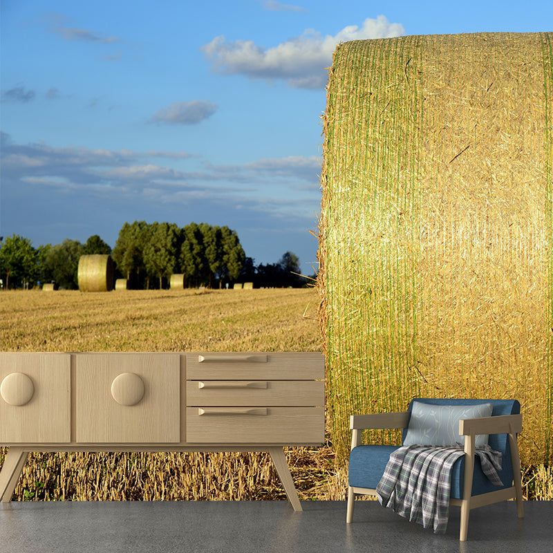 Moisture Resistant Straw Bales Mural Wall Covering for Kitchen Wall Decor