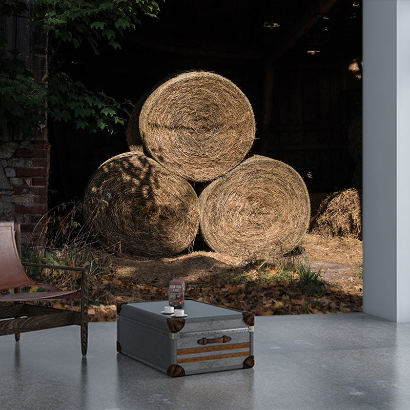 Straw Bales Mural Wall Covering Moisture Resistant for Bedroom Wall Decor