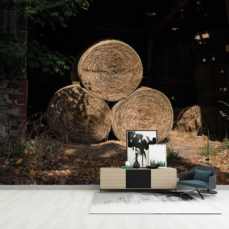 Straw Bales Mural Wall Covering Moisture Resistant for Bedroom Wall Decor